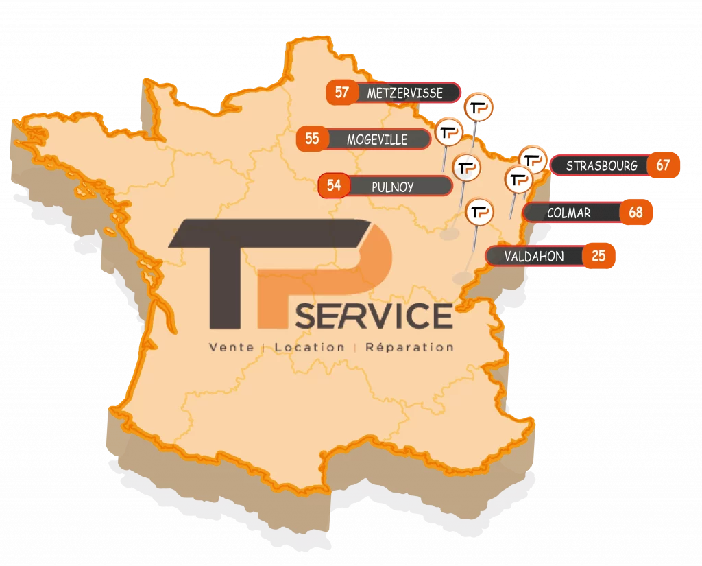 TP Services - Location Vente Matériels TP - Carte des Agences