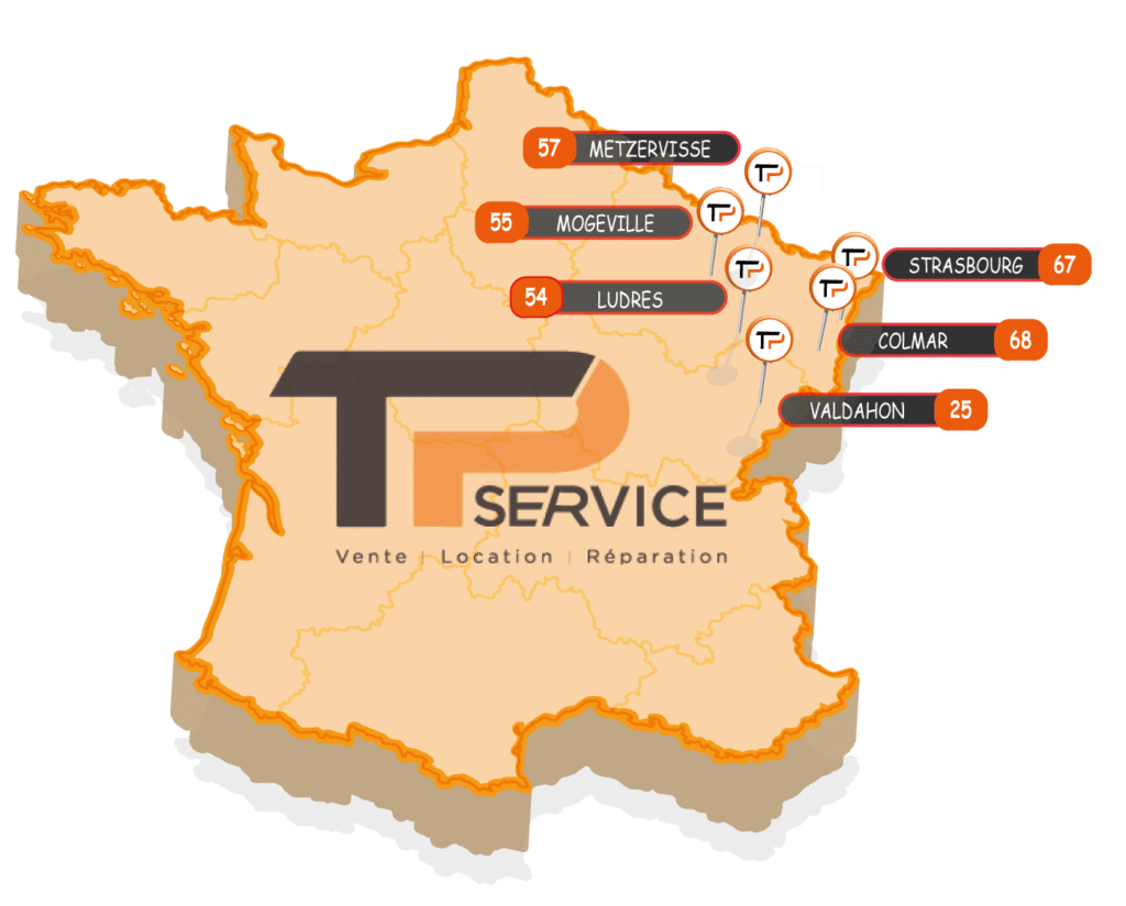 TP Services - Location Vente Matériels TP - Carte des Agences